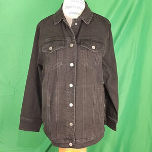 NWT Universal Standard Womens Black Stretch Denim Jacket 2XS‎ 6